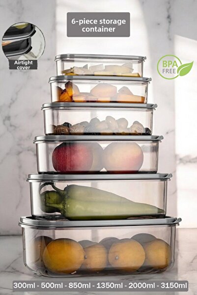 Home Platinum 6-Piece 12-Piece Rectangular Storage Set - for Pulses, Storage Kitchen and Pantry