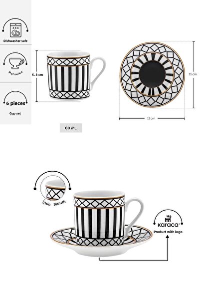 Karaca Helenistický šálek na kávu pro 6 osob 80 ml