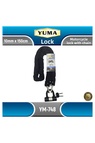 Yuma Motorcycle Lock with Chain |   10 mm X 150 cm |   Ym-748