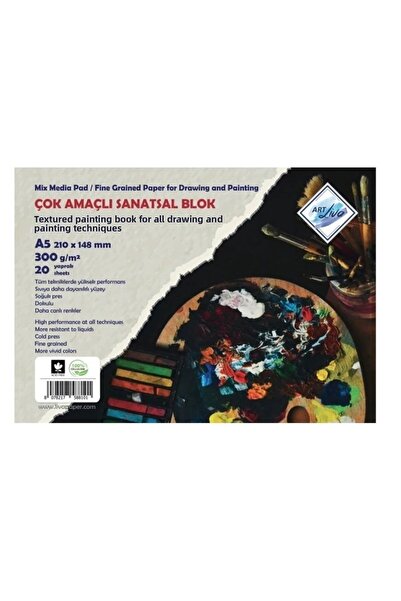 art liva Caiet de pictură artistică de 300 gr (tehnica acuarela) texturat A5 ...