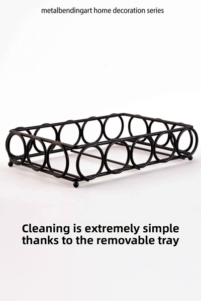 mba decor metal bending art Ring Model 1stQuality Stainless Black Filled Iron Acrylic Base Tray Presentation Holder Organizer Tableware Kitchen