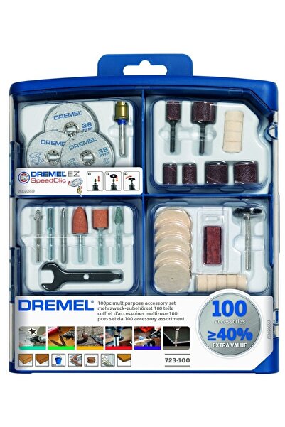 Dremel 723 Многофункционален комплект аксесоари за горна и долна част, 100 броя