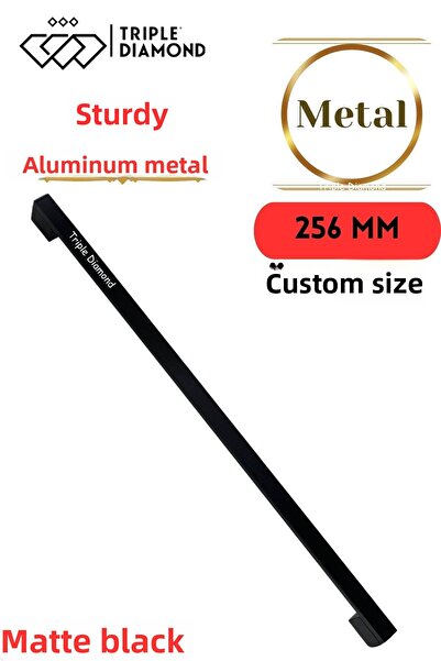 Triple Diamond Mânere metalice negru mat de 256 mm Mâner de mobilier pentru sertar dulap de bucătărie 1 bucată (25,6 cm) = 256 mm