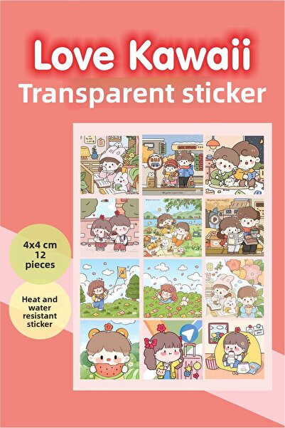 Piksel Sticker Set de autocolante Love Transparent Waterproof - Autocolant pe...