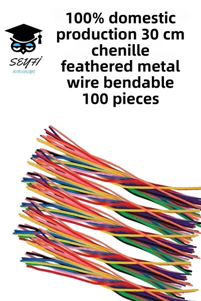 SEYFİKİRTASİYE 100% Domestic Production 30 cm Chenille Hairy Metal Wire Can B...