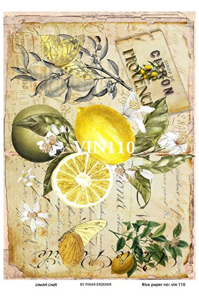 Baykuşca ديكوباج نحاسي منقوش بالليمون العتيق VIN110 - 30*42 سم، مظهر متعثر