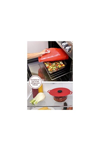 vipgross Red Silicone Pot Pan Cover - Heat Protector Bowl Cover 1 Piece