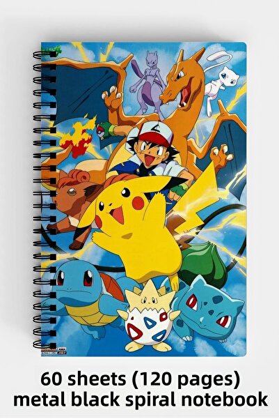 Anime Marketi بوكيمون ديزاين A5 دفتر بغلاف صلب حلزوني 120 ورقة