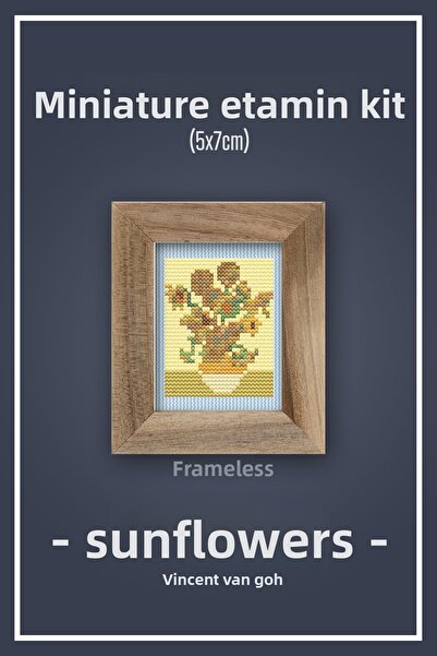 Duxud Sunflowers (sunflowers) Dmc Muline Frameless Miniature Etamine Kit 10x10cm