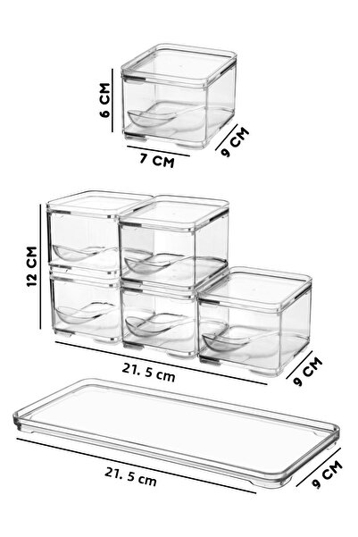Nandy Home Σετ 6 διαφανών δοχείων μπαχαρικών με βάση, κουτάλι και οπτικό δώρο ετικέτας