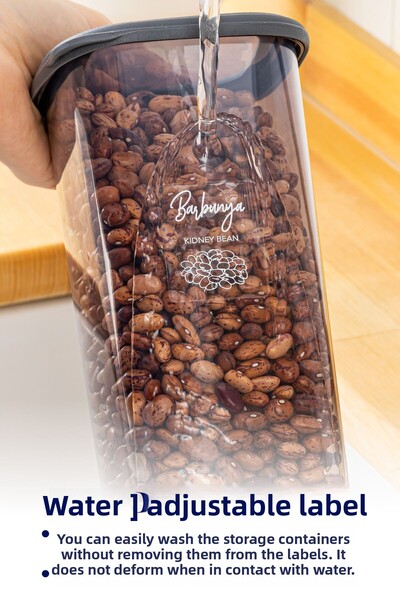 Vienev مجموعة من 12 حاوية تخزين مستطيلة بيجي مع ملصق طباعة الشاشة البيضاء 1500 مل أنثراسايت