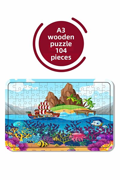 Baskı Atölyesi بازل خشبي القراصنة على البحر A3 104 قطعة