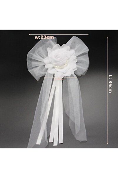 Choice قطعة واحدة بيضاء من شريط الحرير على شكل فراشة مزخرفة بعقدة لؤلؤة لحفلا...
