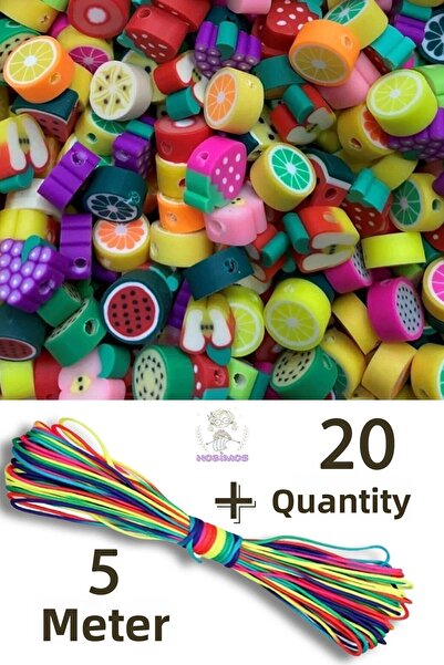 Hobimos 5 metri de frânghie pentru parașuta curcubeu 20 buc. mărgele de fructe Fimo Mini set de bijuterii