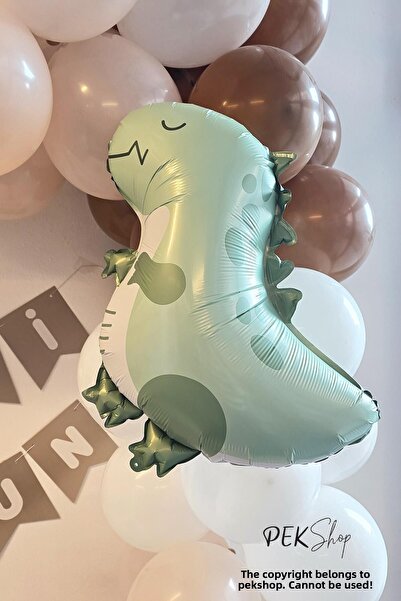 PEKSHOP بالون رقائق الديناصور الأخضر الرجعية الألوان الرجعية على شكل ديناصور بالون 59x49 سم