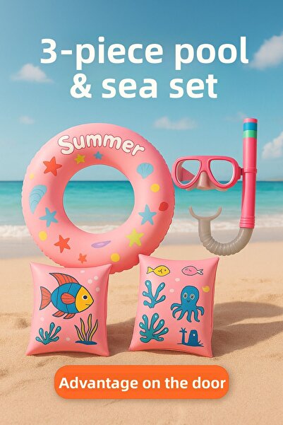 Avantaj Kapıda Children's 3-Piece Pool & Sea Set – Bagel, Armband, Goggles Snorkel (3–7 Years / 25 kg)