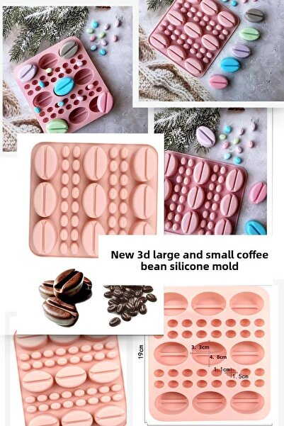 Siliko World قالب جيلي جديد كبير وصغير الحجم من السيليكون لحبوب القهوة والشوك...
