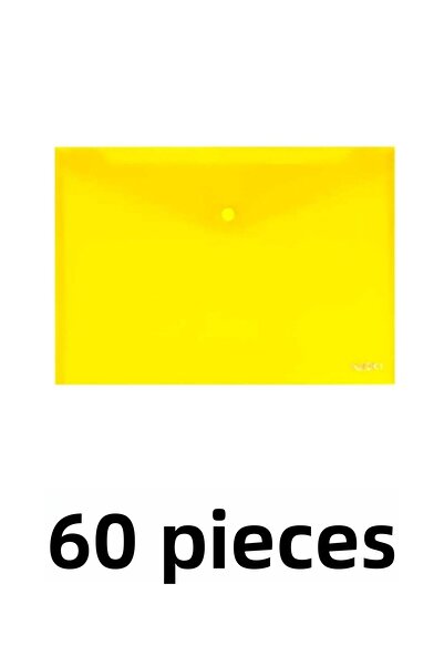 Noki 60 قطعة من ظرف ملف A4 الشفاف مع مشبك تثبيت أصفر