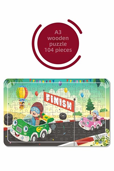 Baskı Atölyesi لغز سيارة سباق A3 مكون من 104 قطعة، لعبة، منشار قطع