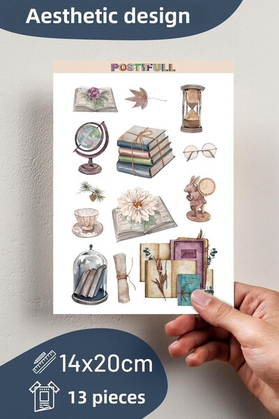 Postifull Books & Art Themed Sticker and Label Set - Medium Size - Waterproof, Thick Adhesive Sticker Set