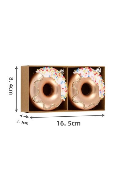 Karaca New Year New Year Set of 2 Donut Tree Ornament Pink 8.5 cm