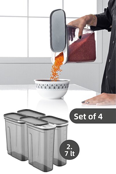 Vienev حاوية إرزاق ذات غطاء منزلق مكونة من 4 قطع 2700 مل