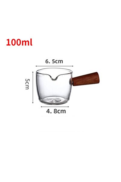 Choice 100ml 50/100ml Glass Measuring Cup Wooden Handle Espresso Cup Single S...