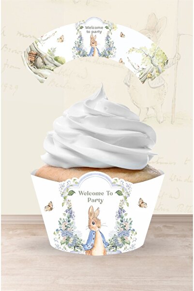 neşeli günlerim Περιτύλιγμα Cupcake με θέμα Peter Rabbit Rabbit 8 τεμαχίων
