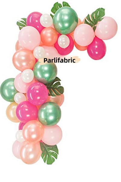 Partifabrik سلسلة بالون كروم الوان ورد اخضر 4 متر