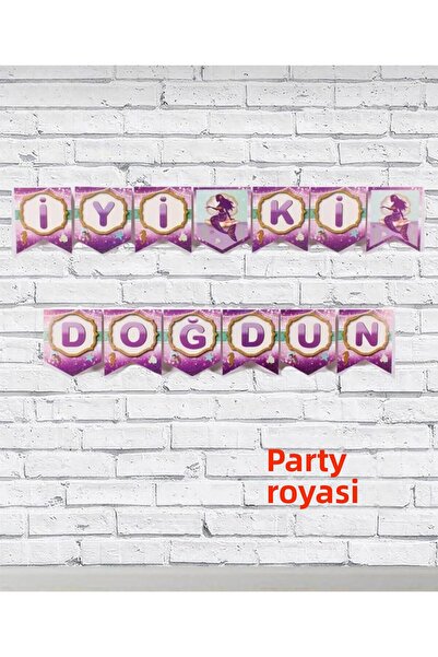 partyrüyası Στολίδι για πάρτι με γραφή "Καλή ημέρα γενεθλίων" με θέμα τη γοργόνα