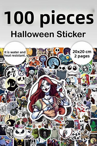 Grafikup مجموعة ملصقات الهالوين المكونة من 100 قطعة + - ملصق زجاجة ماء للكمبي...
