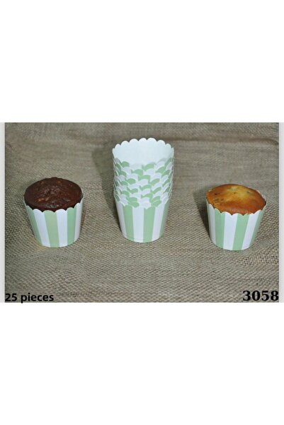 MFM 25 τεμάχια Water Green Stripes Macarons Muffin Cupcake Φόρμα κέικ