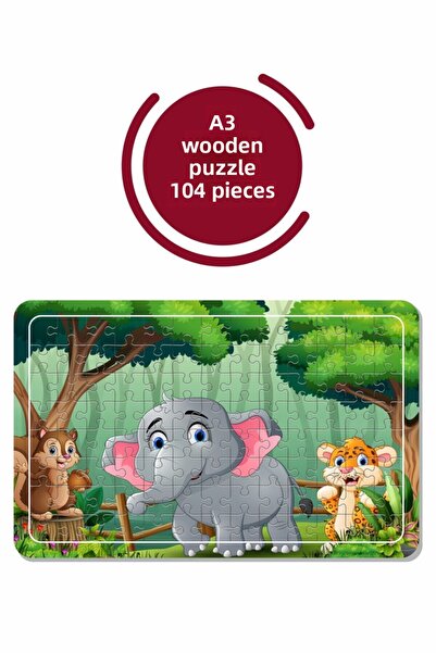 Baskı Atölyesi لغز حيوانات لطيفة A3 مكون من 104 قطعة، لعبة، منشار قطع