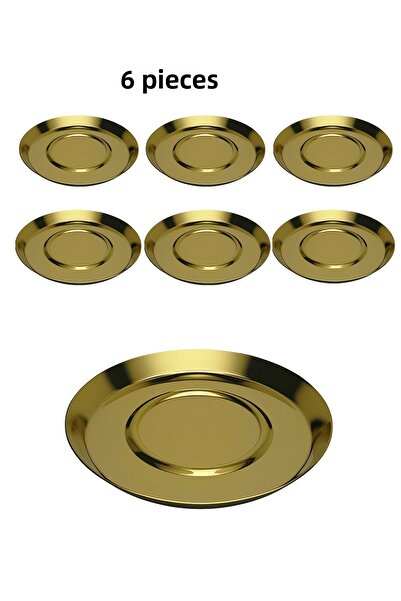 EVSTYLE Set of 6 Titanium Plated Romantic Tea Plates - Gold