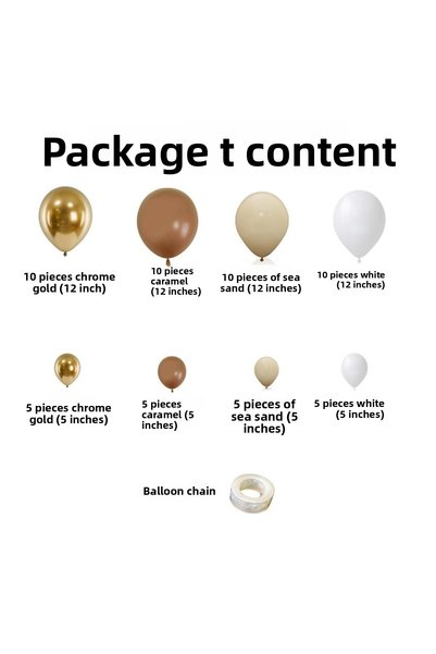 Organizasyon Pazarı Balloon Set Chrome Gold-Caramel-Sea Sand-White 60-Piece Balloon Chain Set