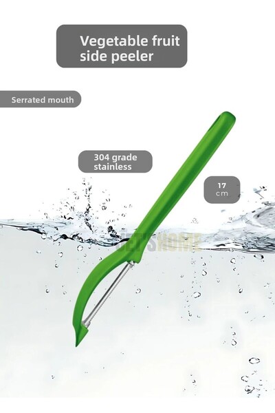 Jet's Home مقشرة فواكه مقاس 17 سم من الفولاذ الأخضر - مقشرة خضروات ستانلس ستيل