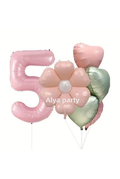 ALYA Party Number Foil Balloon Pink Daisy Foil Balloon and Heart Foil Balloon...