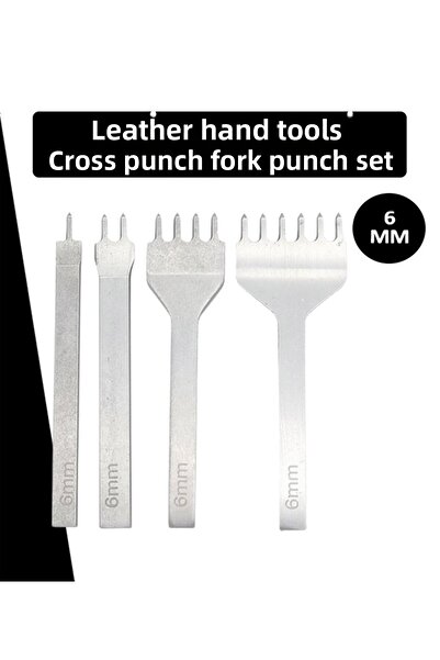 Dopar 4 τμχ Δερμάτινα εργαλεία χειρός 6mm - Συρραπτικό πιρουνιού διασταύρωσης