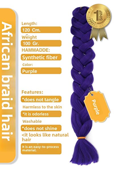 KONAK PERUK Purple African Braid - Păr sintetic din fibre pentru Rasta și Box...