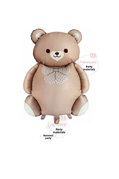 RÖNESANS PARTİ بالون رينيسانس ريترو كراميل ملون على شكل دب من رقائق الفويل مع ربطة عنق