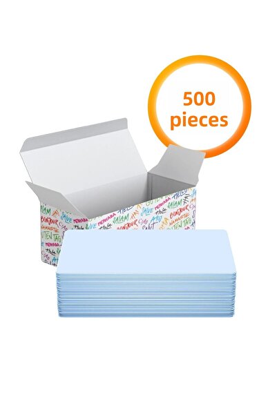 Copyder بطاقات كلمات غير مطبوعة باللون الأزرق الباستيل 500 قطعة - متعددة الأغراض، بطاقات ملاحظات مع صندوق للحصول على الذاكرة والملاحظات