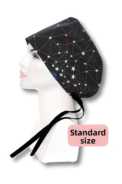 doktorbonem Стандартна хирургическа шапка Constellation с черна шарка, за лекари и медицински сестри