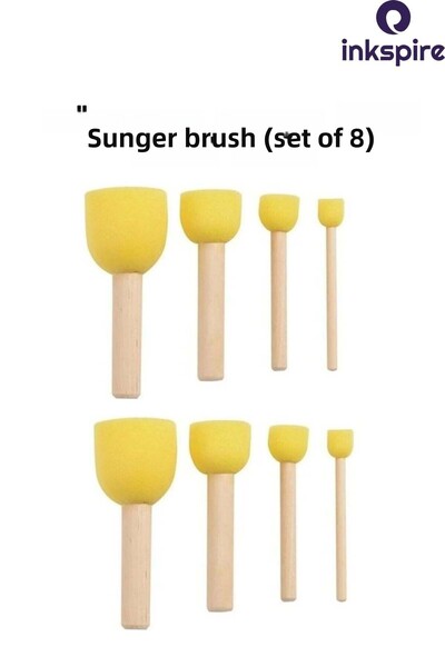 inkspire Set de 8 perii cu burete - pompon, tampon, tampon cu maner din lemn ...