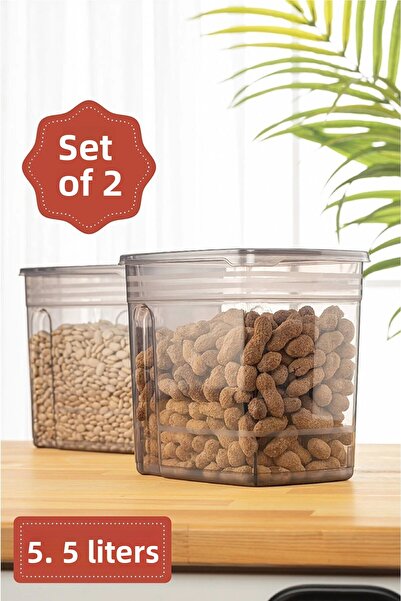 Stile Cucina 2-Piece Economical 5.5 Liter Strip Mega Size Food Storage Container Anthracite