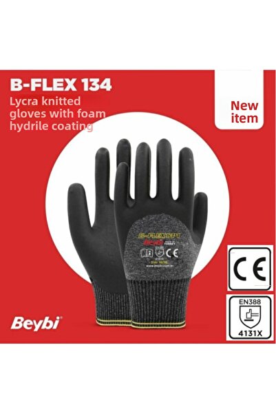 Beybi مقاس 10 (XL) Flex B- 134 قفازات ليكرا محبوكة مطلية بالنيتريل الرغوي، زوجان