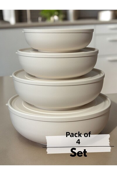 Kitcware Set of 4 Food and Round Storage Container - Dough Basin, Large Size