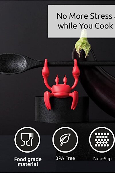 valletta Rodeo Silicone Non-Slip Spoon Holder Crab Shaped Pot Top Fireproof Non-Stick Cutlery Holder