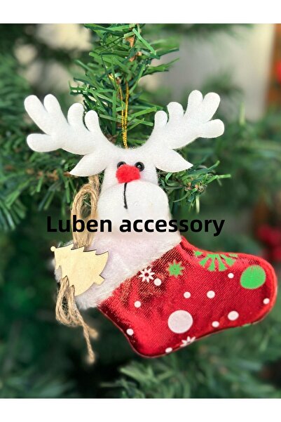 QUEEN AKSESUAR زخرفة شجرة عيد الميلاد الفاخرة القابلة للتجميع، جوارب لامعة، غ...