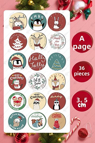 MSticker Autocolant La mulți ani 3,5 cm 36 bucăți - Autocolant de Anul Nou re...