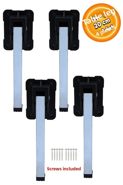 Badem10 Black Metal Plastic Tableware Leg - Folding Base, 20 Cm (4 PCS)